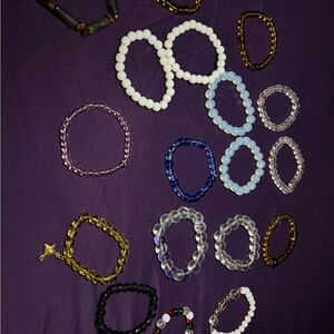 Hand made Gem stone and glass Elegant Beaded Bracelet Set